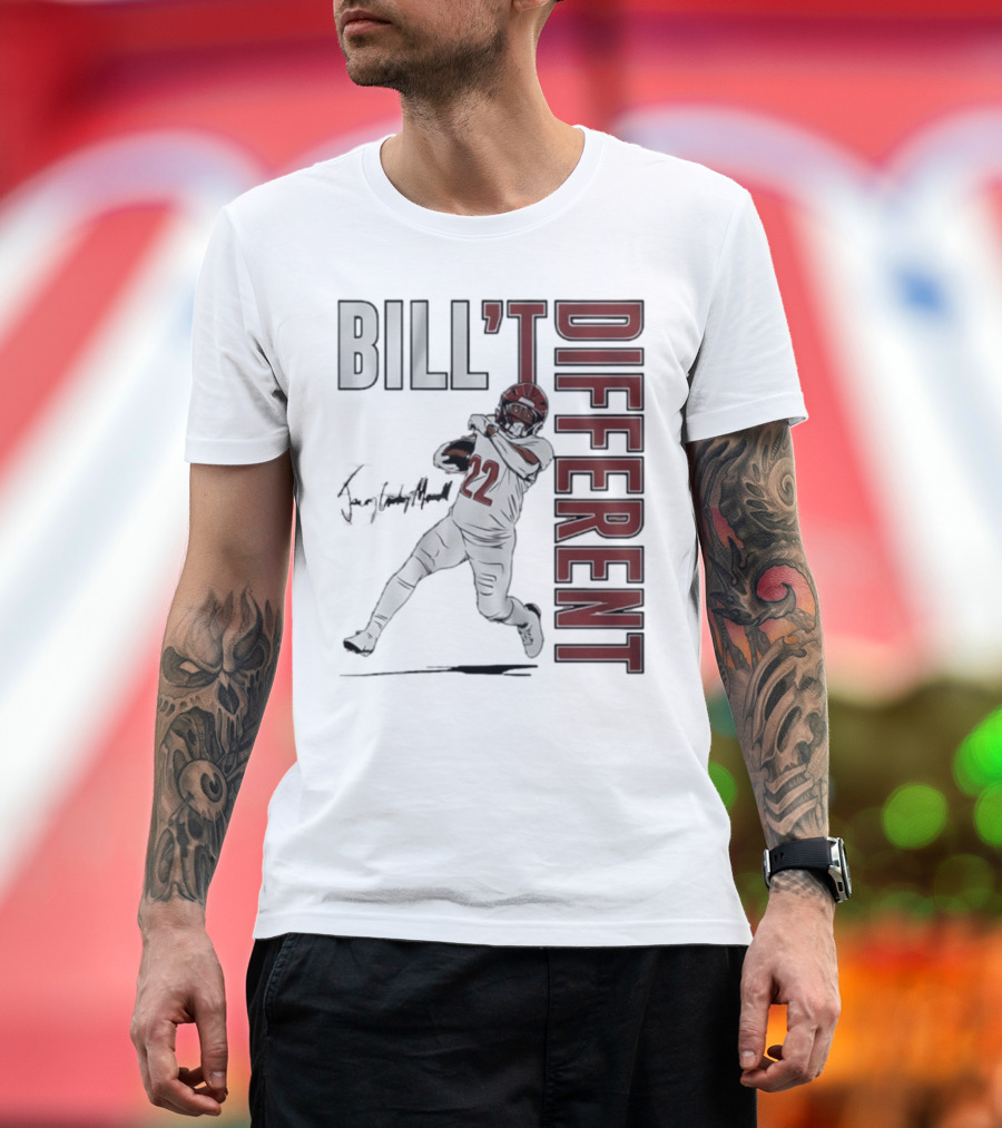 Jacory Croskey-Merritt Bill’t Different Number 22 Football Signature T-Shirt