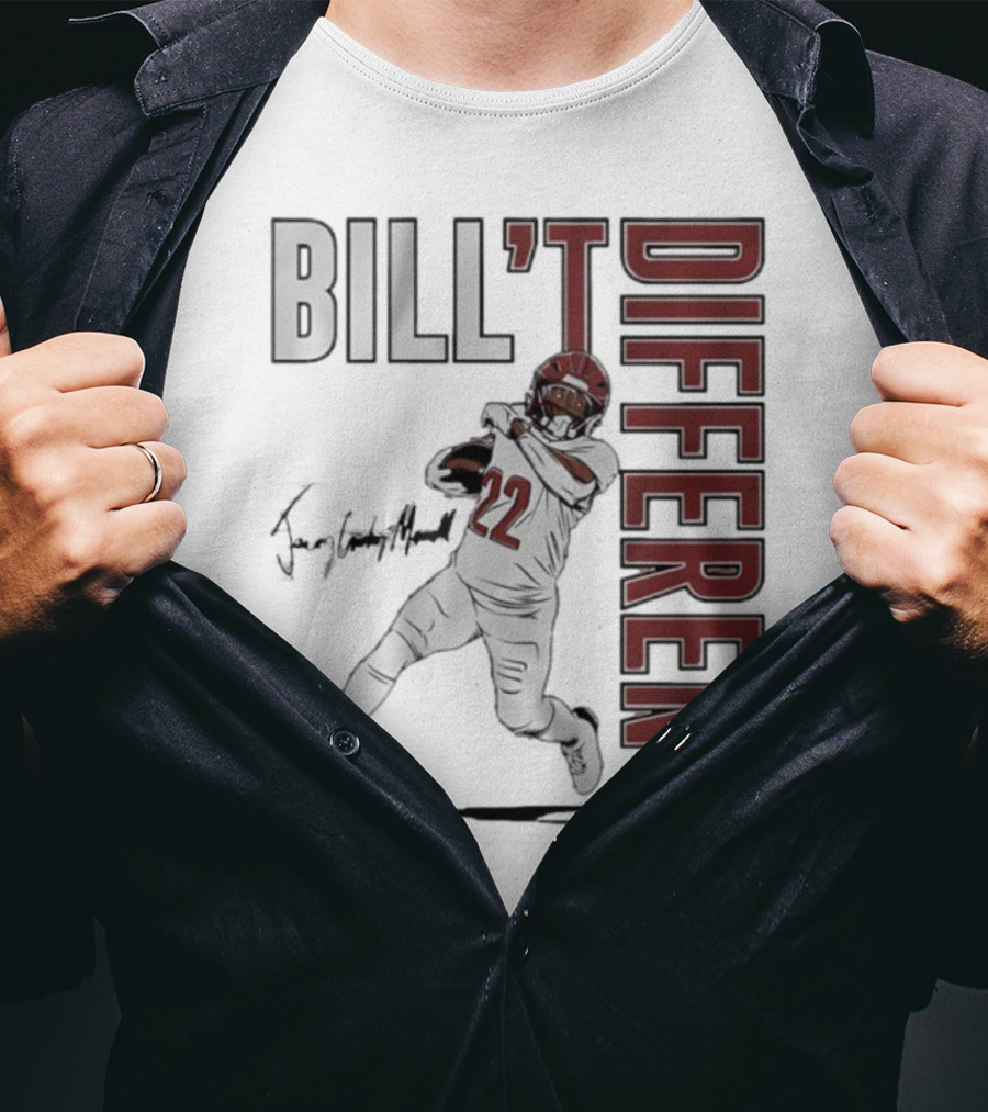 Jacory Croskey-Merritt Bill’t Different Number 22 Football Signature T-Shirt