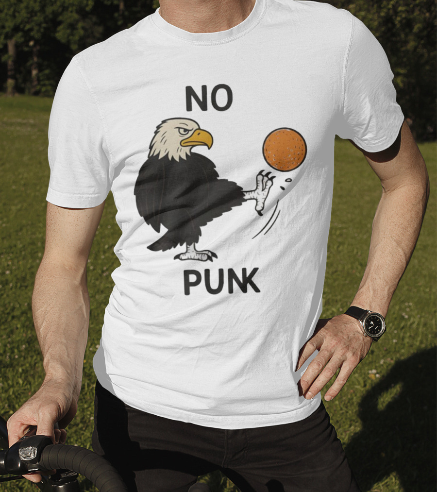 Bald Eagle Kicking Orange Ball No Punk T-Shirt