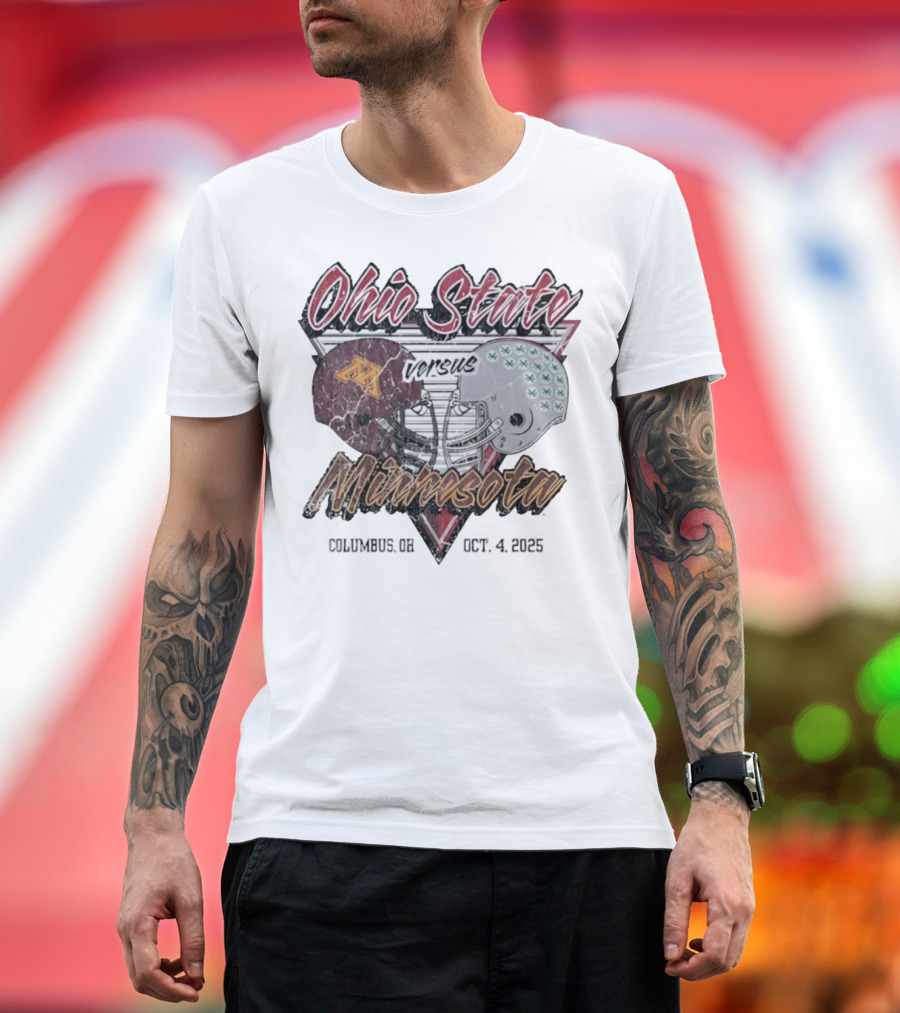 Ohio State Versus Minnesota Football 2025 Game Helmets T-Shirt