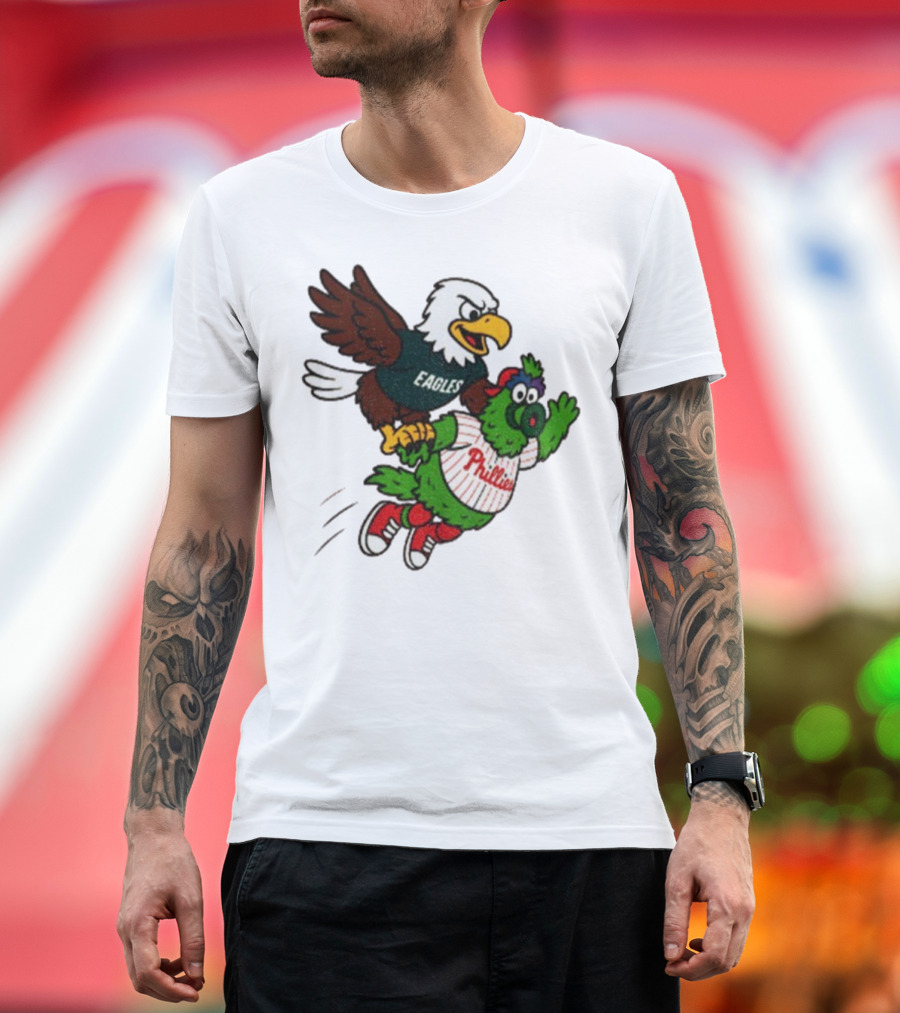 Philadelphia Eagles Swoop And Phillies Phanatic Mascot Team Up Fun T-Shirt