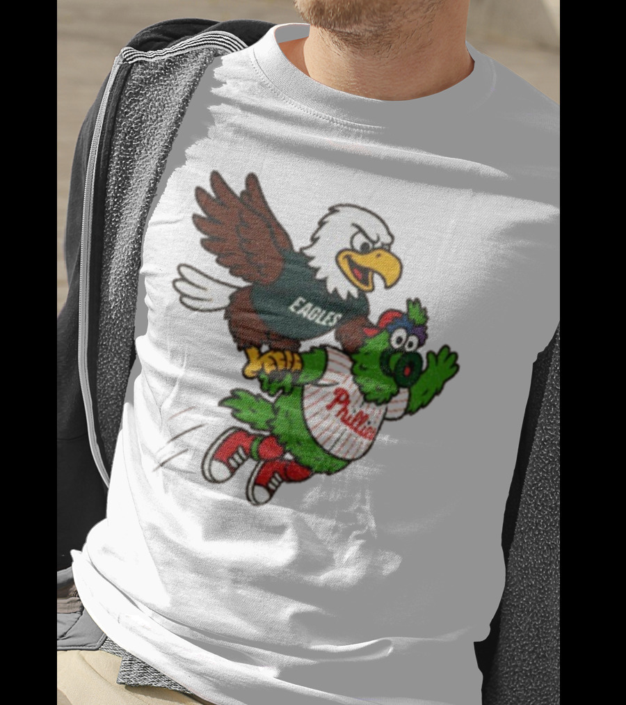 Philadelphia Eagles Swoop And Phillies Phanatic Mascot Team Up Fun T-Shirt