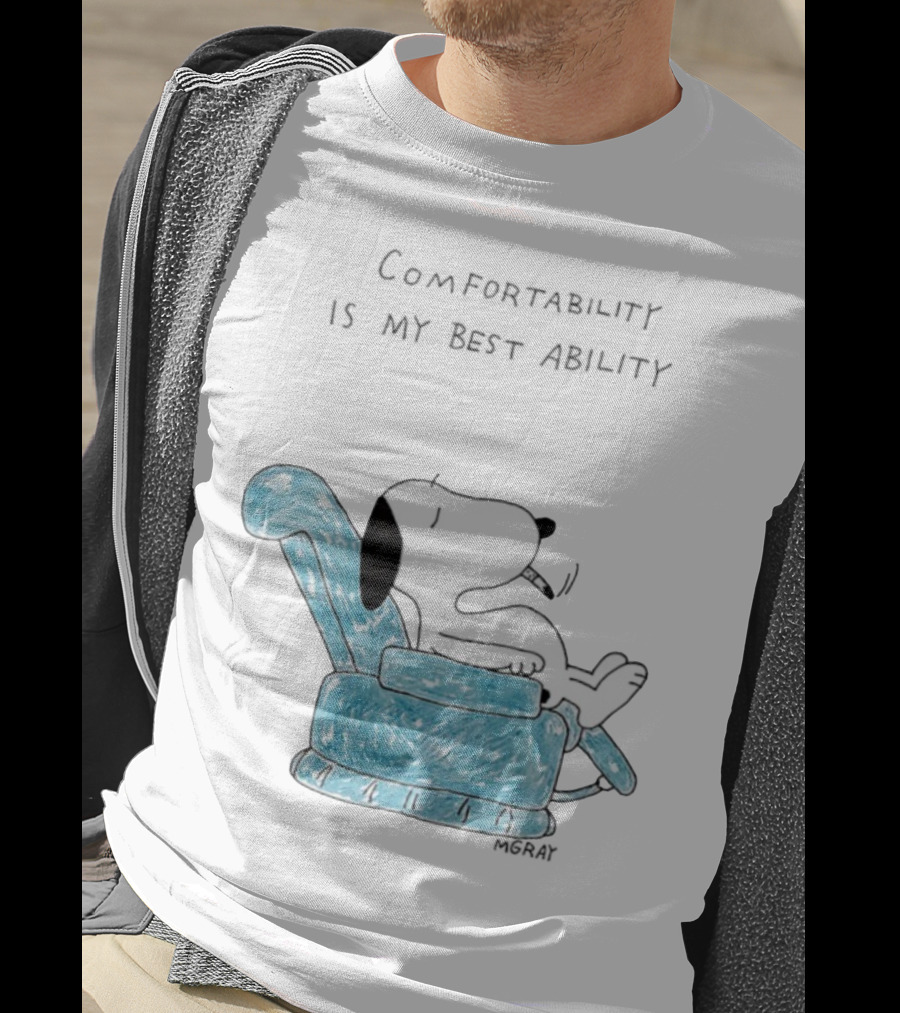 Snoopy Comfortability Is My Best Ability Relaxed Snoopy In Blue Chair T-Shirt
