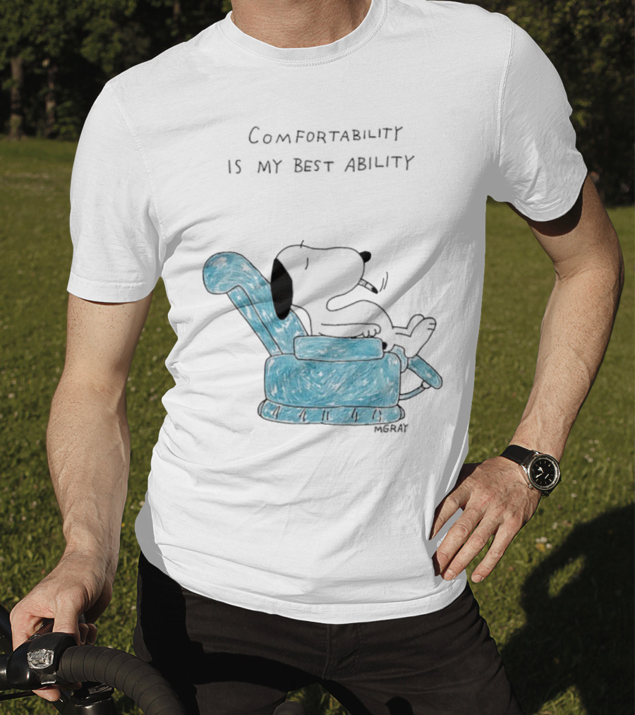 Snoopy Comfortability Is My Best Ability Relaxed Snoopy In Blue Chair T-Shirt