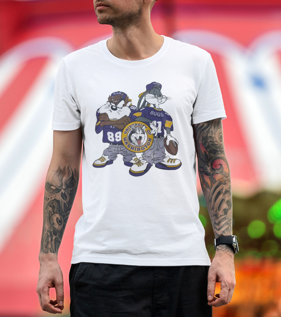 Taz And Bugs Bunny University Of Washington Huskies Football 89 11 T-Shirt