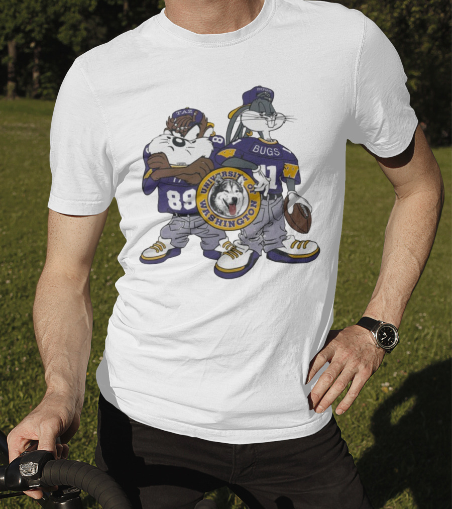 Taz And Bugs Bunny University Of Washington Huskies Football 89 11 T-Shirt