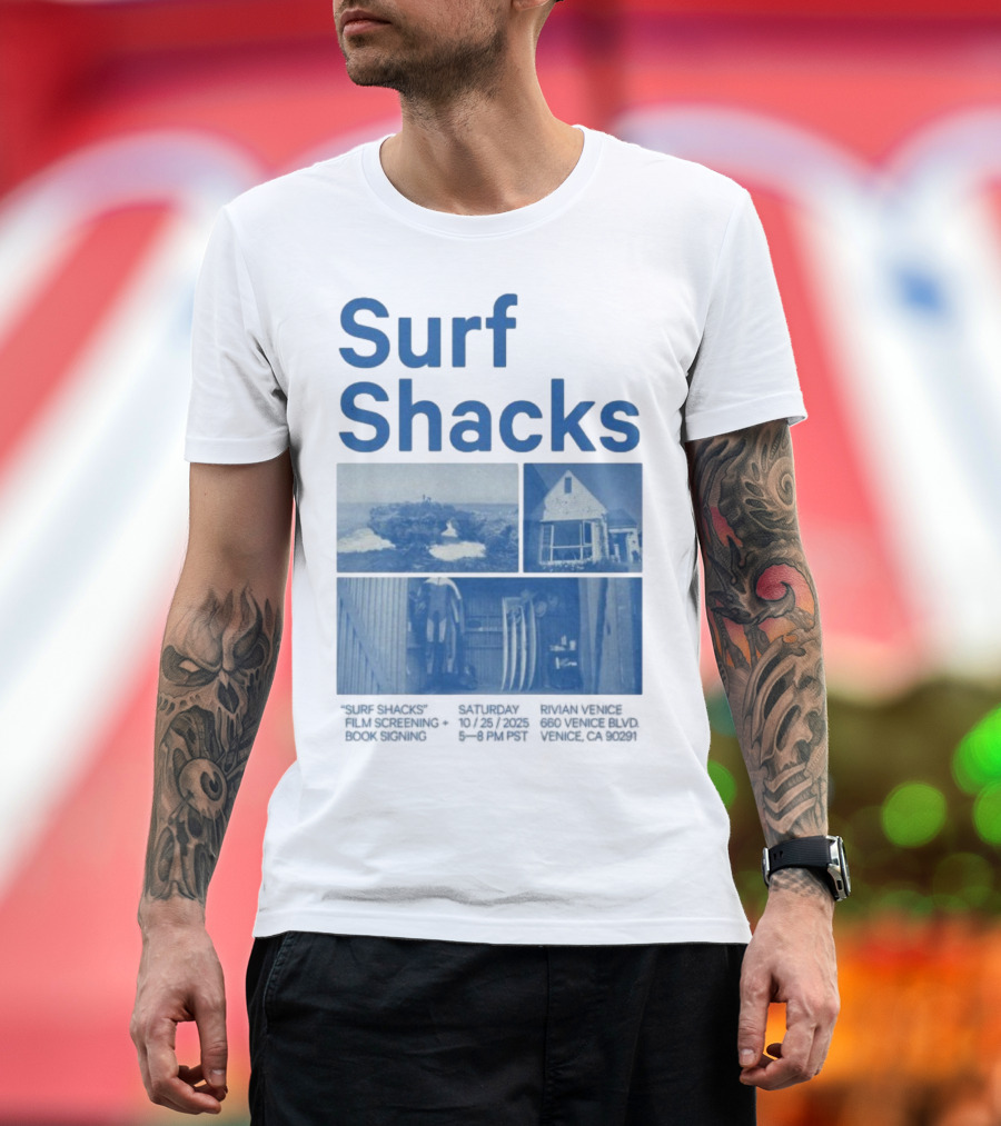 Surf Shacks Oct 25 2025 Venice CA Beach Surfboards Coastal Homes T-Shirt