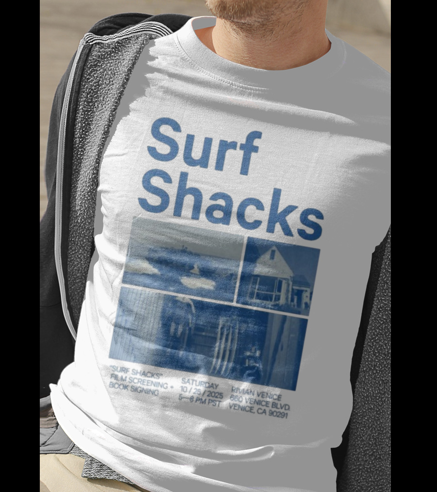 Surf Shacks Oct 25 2025 Venice CA Beach Surfboards Coastal Homes T-Shirt