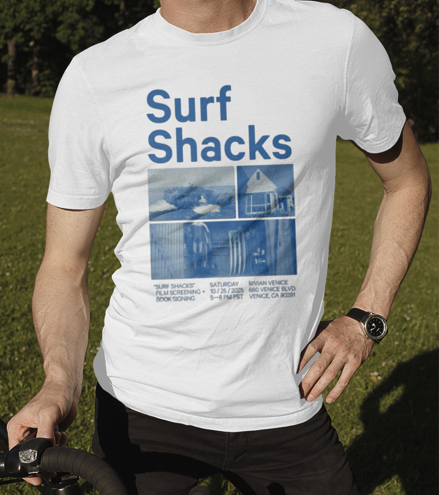 Surf Shacks Oct 25 2025 Venice CA Beach Surfboards Coastal Homes T-Shirt