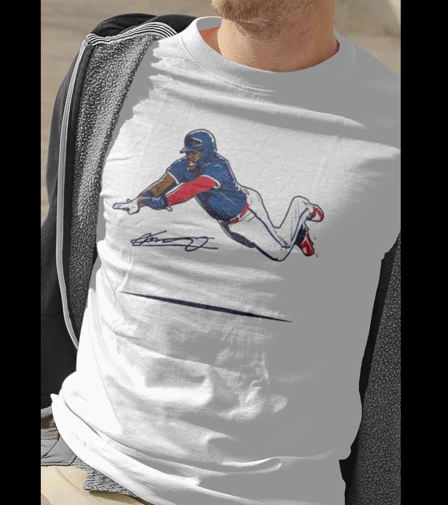 Vladimir Guerrero Jr Superman Flying Slide Toronto Blue Jays Signature T-Shirt