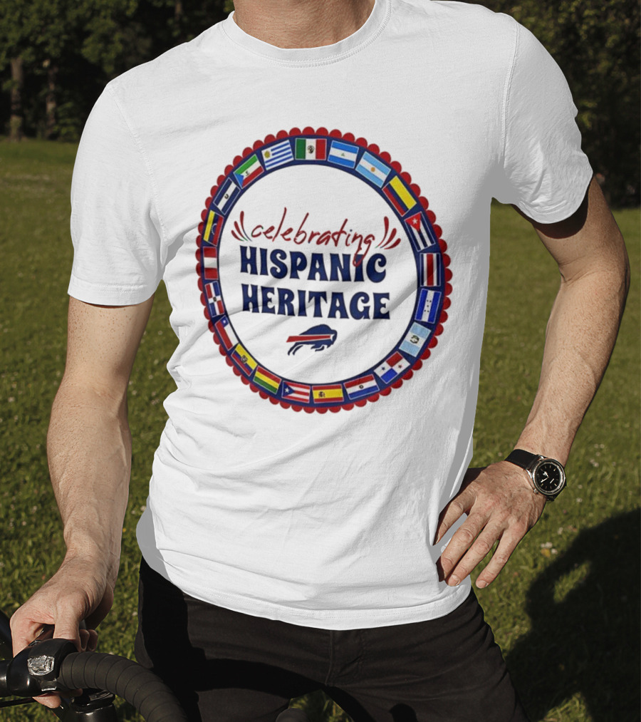 Celebrating Hispanic Heritage Buffalo Bills Flags Circle T-Shirt