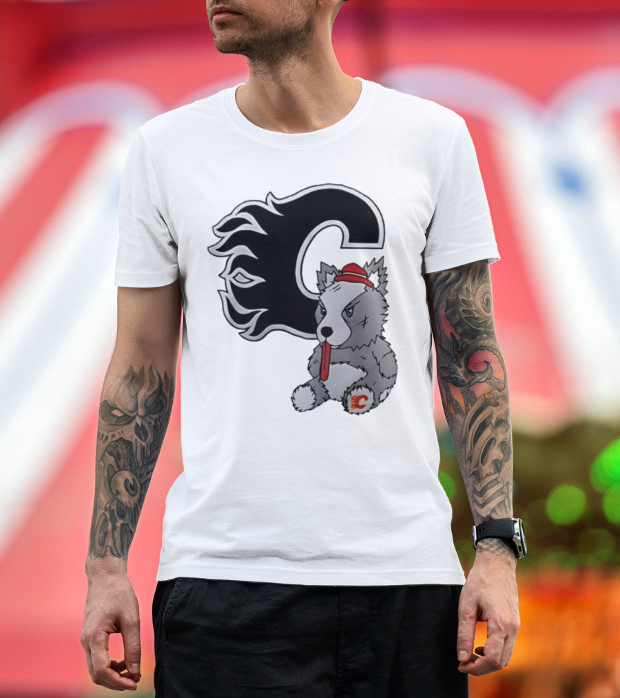 Calgary Flames Harvey The Hound With C Flame Logo T-Shirt