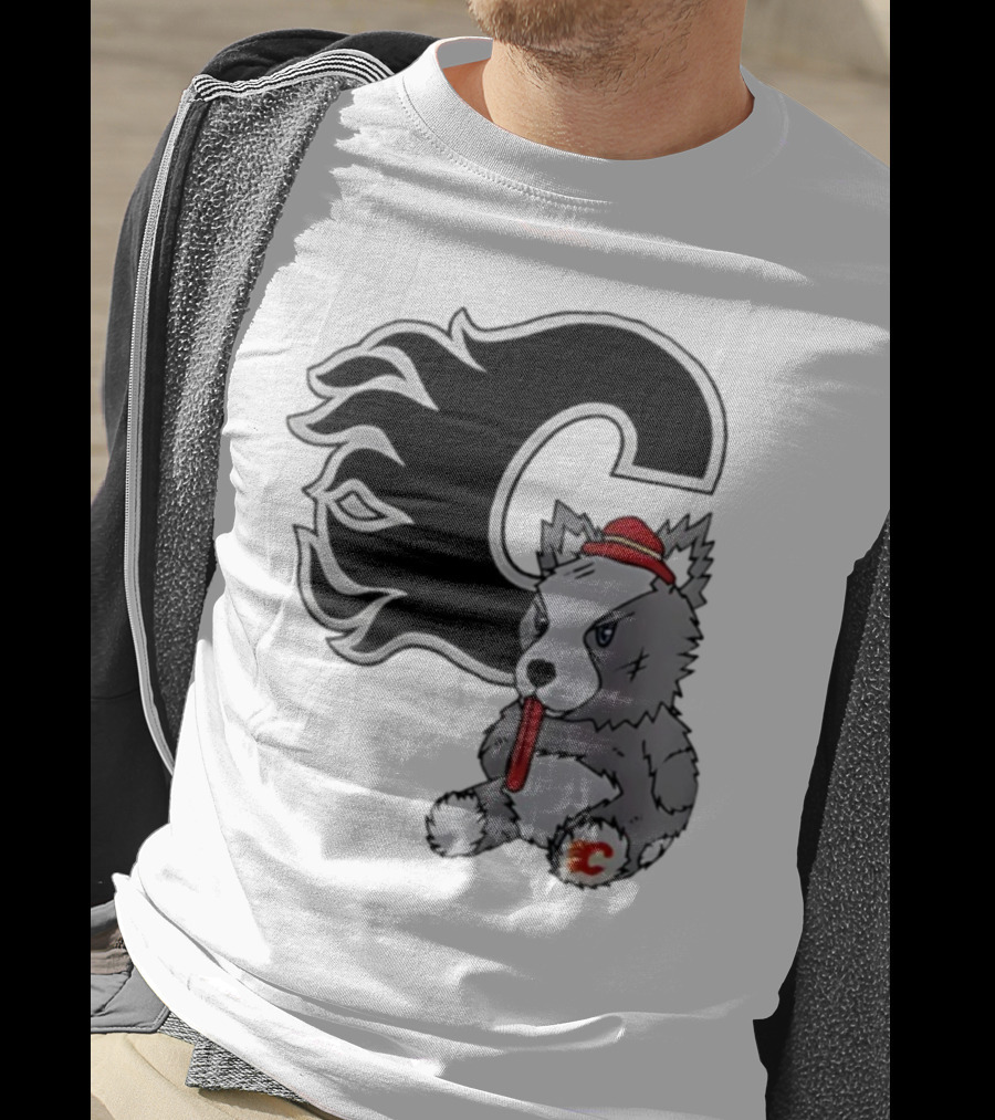 Calgary Flames Harvey The Hound With C Flame Logo T-Shirt