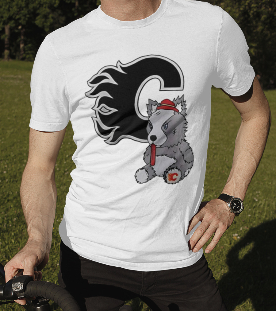 Calgary Flames Harvey The Hound With C Flame Logo T-Shirt