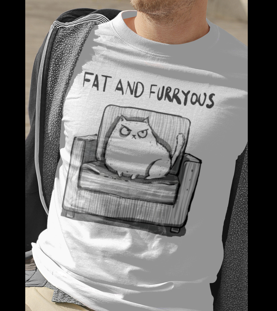 Fat And Furrous Cat On Chair T-Shirt