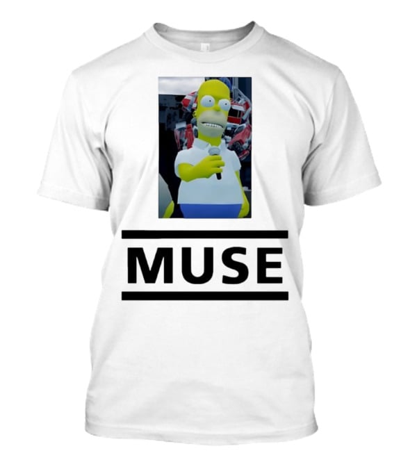 Homer Simpson Holding Microphone Muse Band Crossover T-Shirt