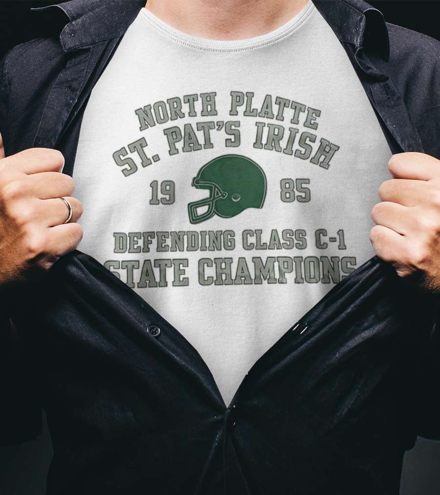 North Platte St. Pat's Irish 1985 Defending Class C-1 State Champions T-Shirt