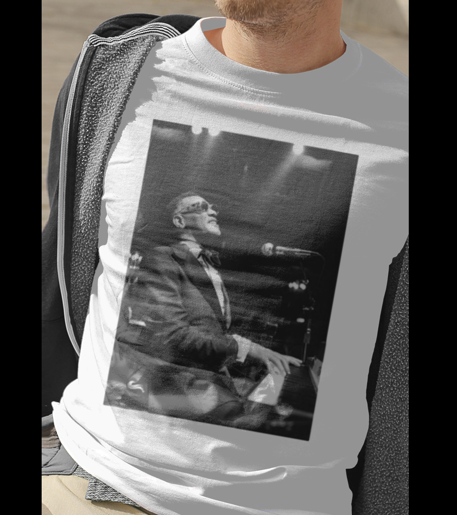 Ray Charles Live On Stage At The Piano In Black And White T-Shirt