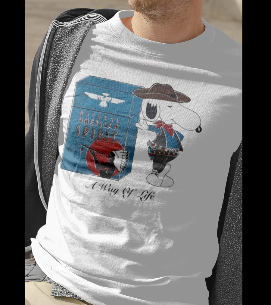 Snoopy Natural American Spirit A Way Of Life Cowboy Blue T-Shirt