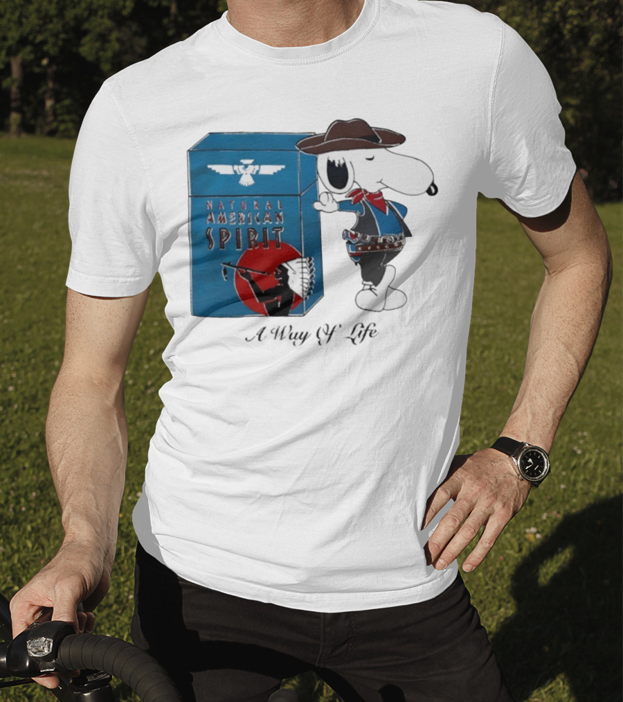 Snoopy Natural American Spirit A Way Of Life Cowboy Blue T-Shirt