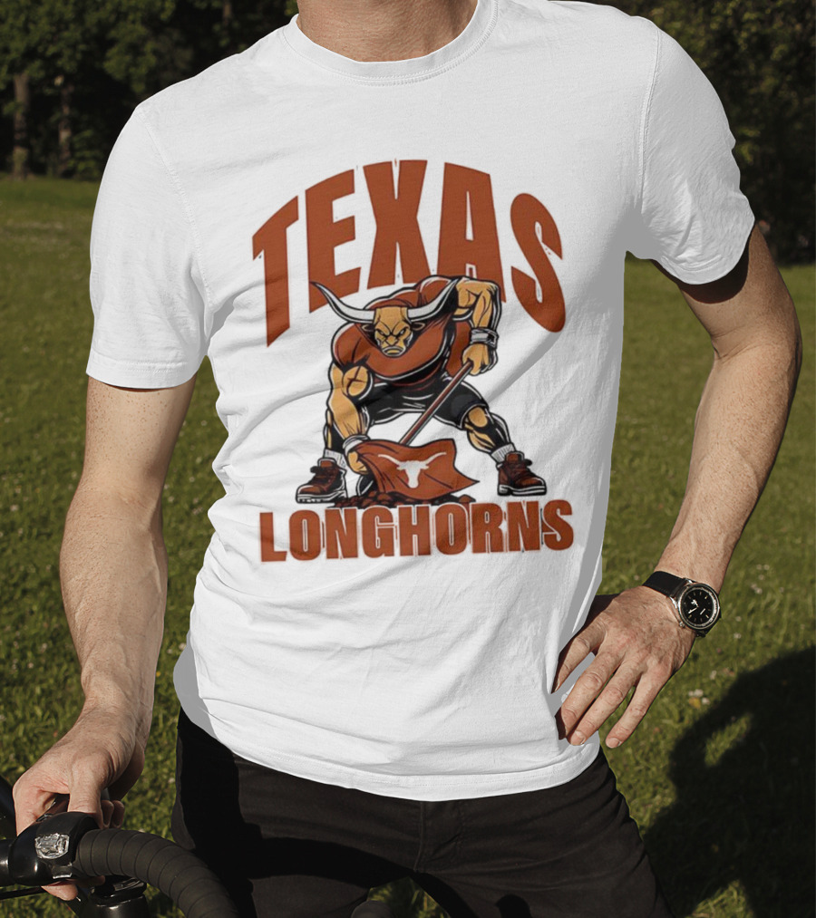 Texas Longhorns Football Youth Mascot Planting Flag T-Shirt