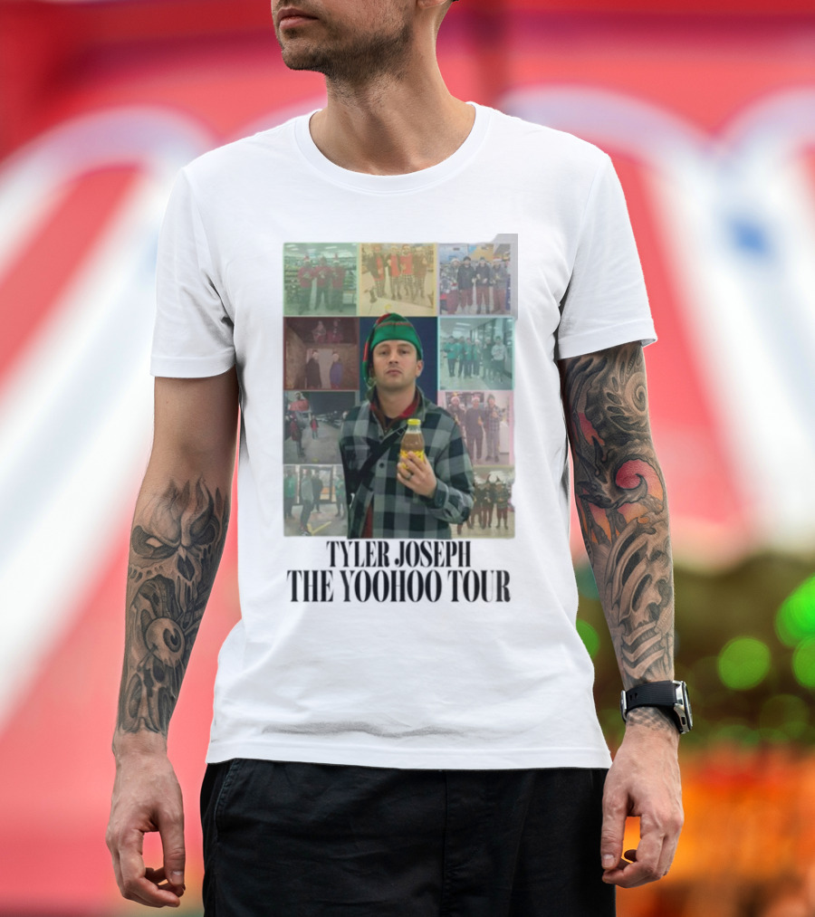 Eggtyler Tyler Joseph Yoohoo Tour Getränkflasche Elf Hemd Karo Holzfäller Look 2023 Collage T-Shirt