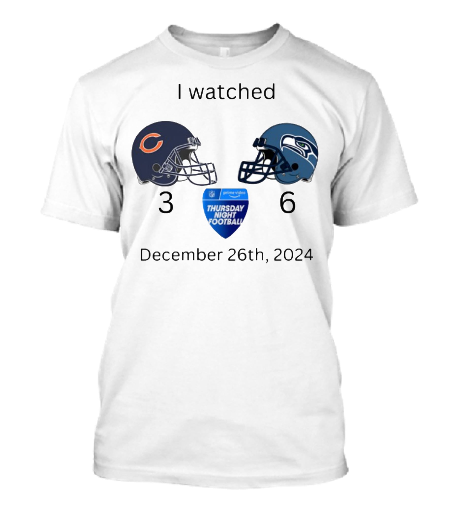 Prime Video Thursday Night Football December 26th 2024 Bears Vs Seahawks T-Shirt