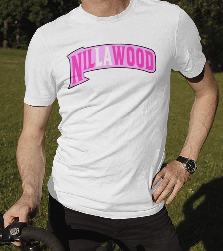 Nilla Allin Nillawood Pink Arch Text T-Shirt