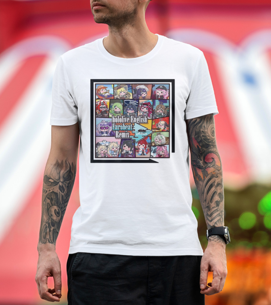 Hololive English Eurobeat Remix Album Characters Compilation T-Shirt