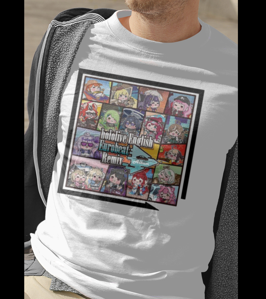 Hololive English Eurobeat Remix Album Characters Compilation T-Shirt