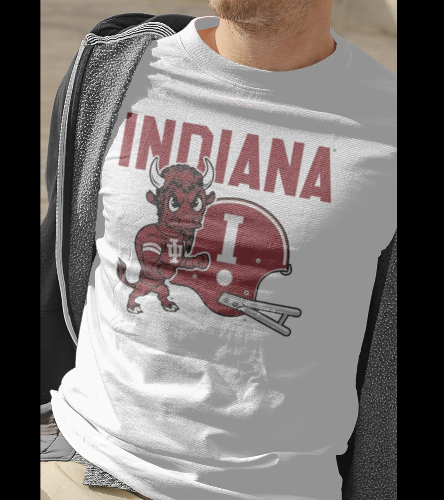Indiana Hoosiers Bison Mascot And Football Helmet T-Shirt