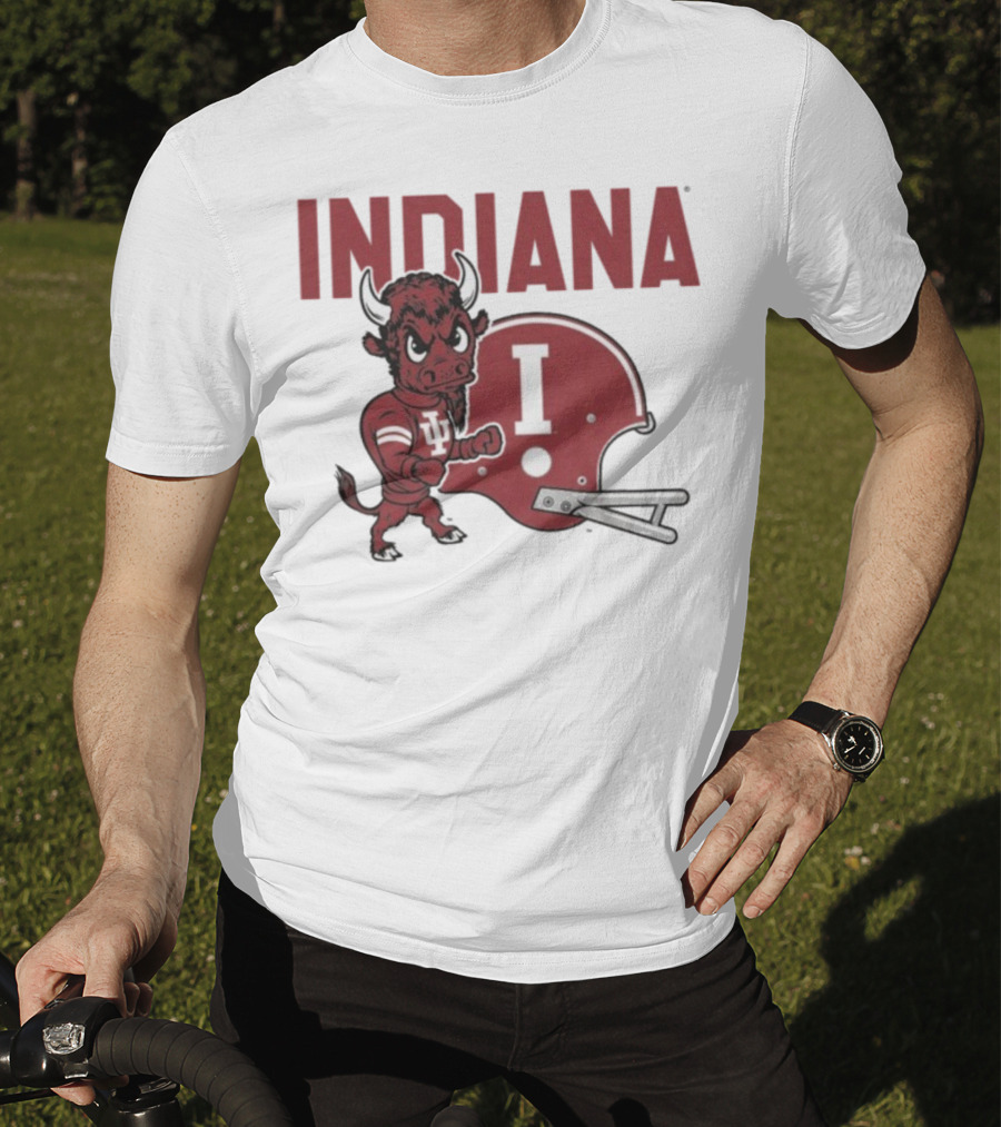 Indiana Hoosiers Bison Mascot And Football Helmet T-Shirt