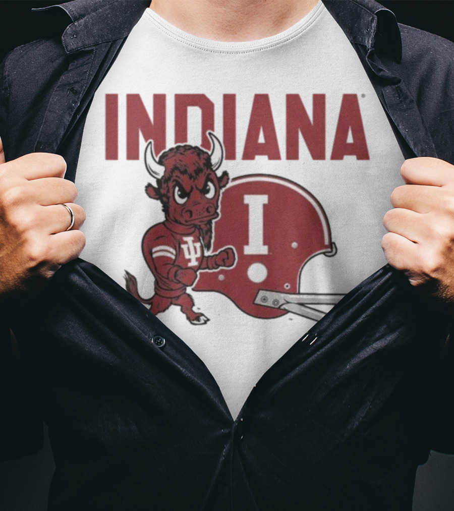 Indiana Hoosiers Bison Mascot And Football Helmet T-Shirt