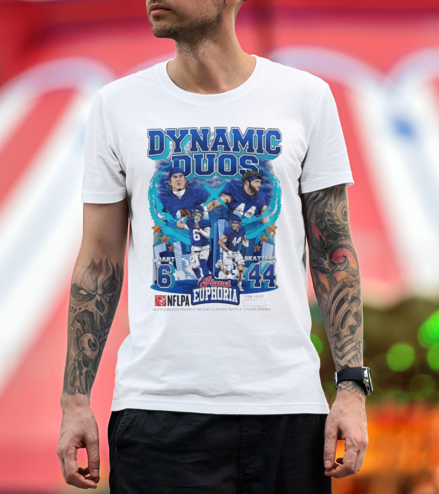 Dynamic Duos Jaxson Dart Cam Skattebo Planet Euphoria New York Giants T-Shirt