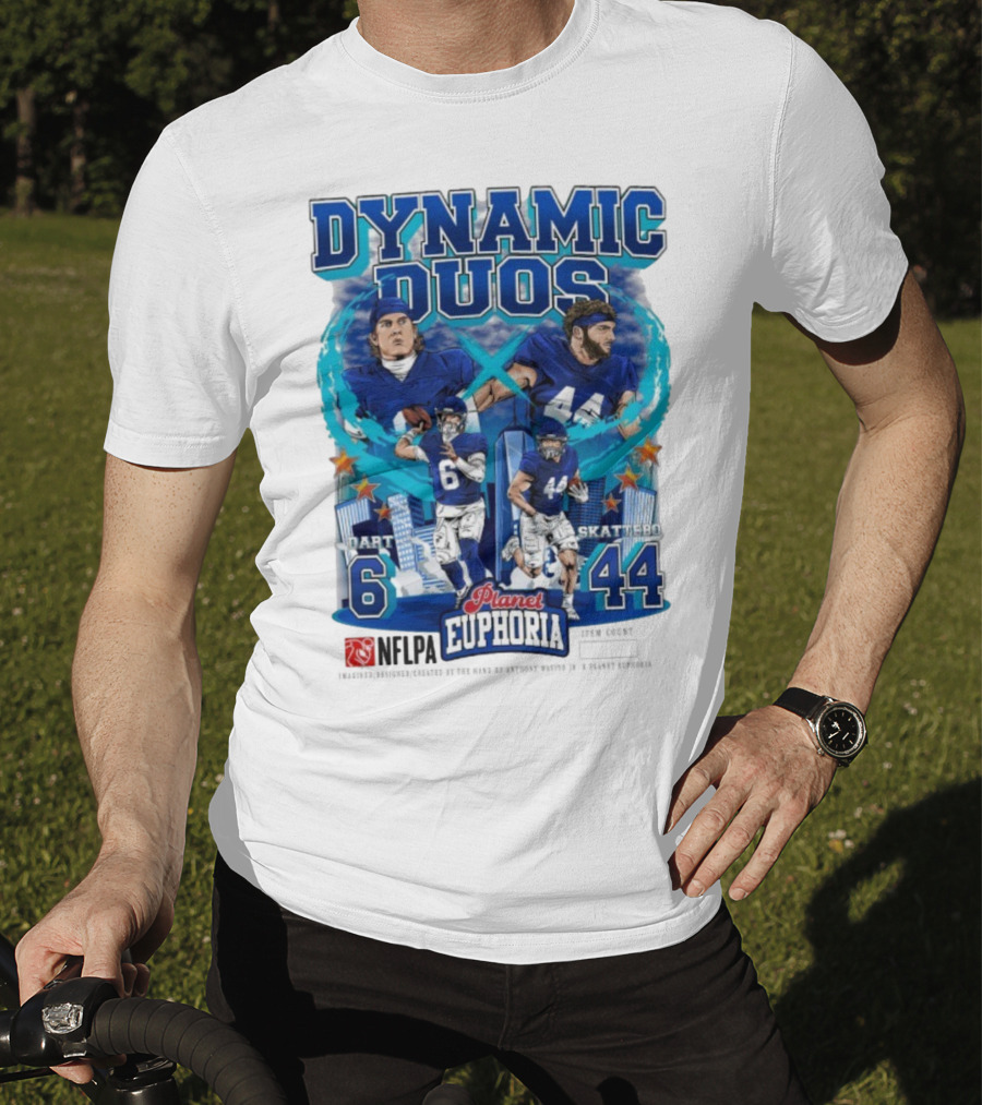 Dynamic Duos Jaxson Dart Cam Skattebo Planet Euphoria New York Giants T-Shirt