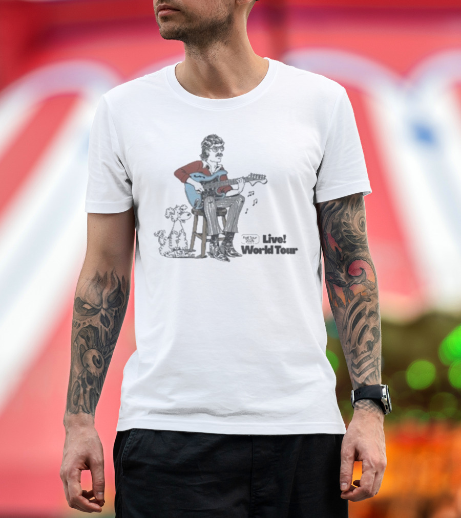 Johnny 54 Ultra Live World Tour Concert Fall 2025 Dog Cartoon Guitar Player T-Shirt