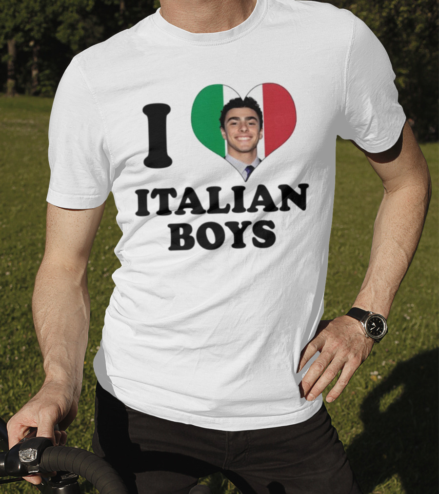 Luici Mangione I Love Italian Boys Heart Italy Flag T-Shirt