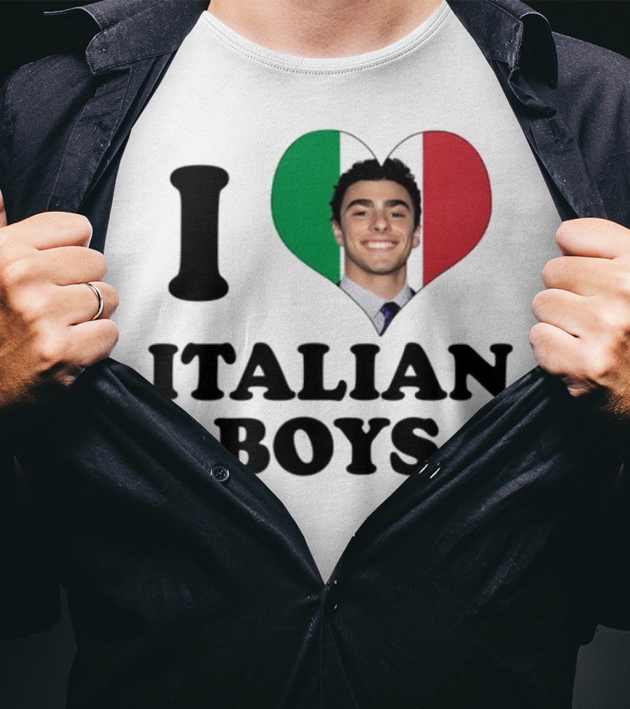 Luici Mangione I Love Italian Boys Heart Italy Flag T-Shirt