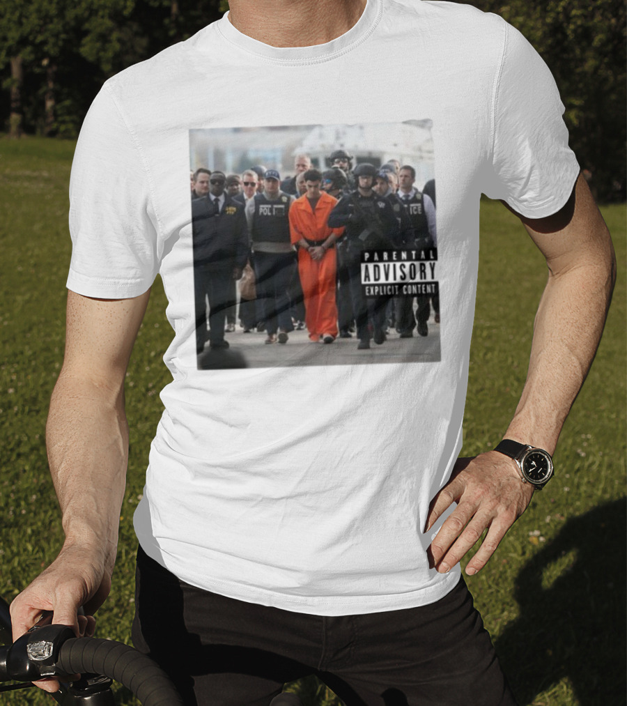 Luigi Mangione Helicopter Arrival With Police Explicit Content T-Shirt