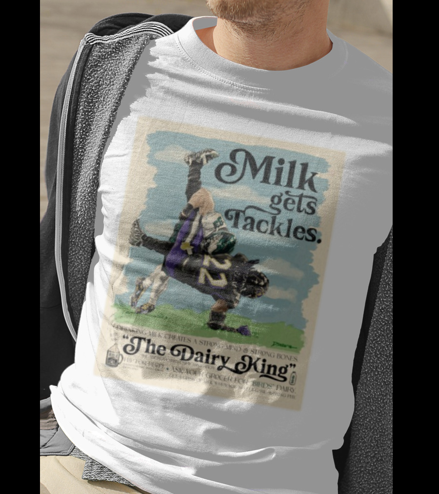 Milk Gets Tackles The Dairy King Strong Bones Mind T-Shirt