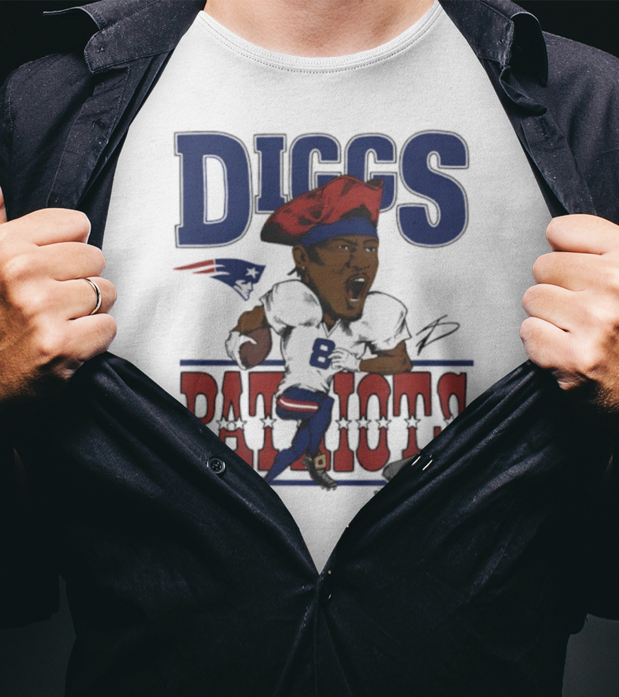 New England Patriots Diggs Signature Football Art T-Shirt
