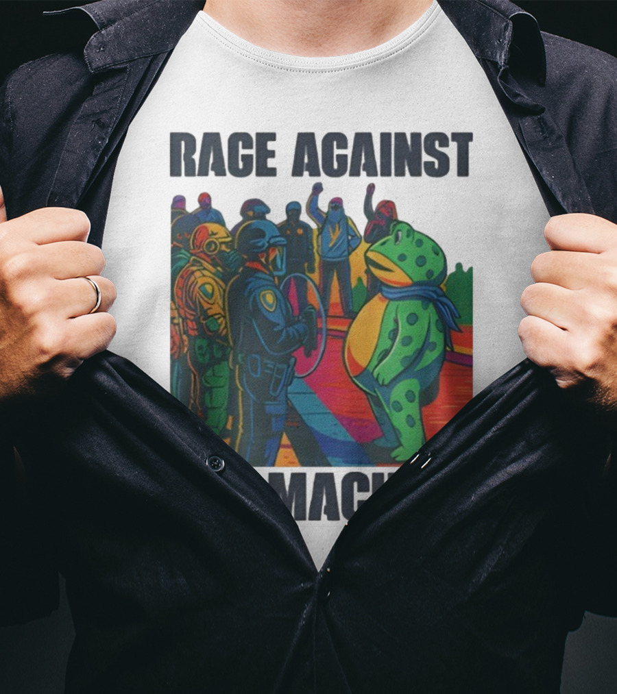 Rage Against The Machine Portland Frog Anti-ICE Protest Imagery T-Shirt