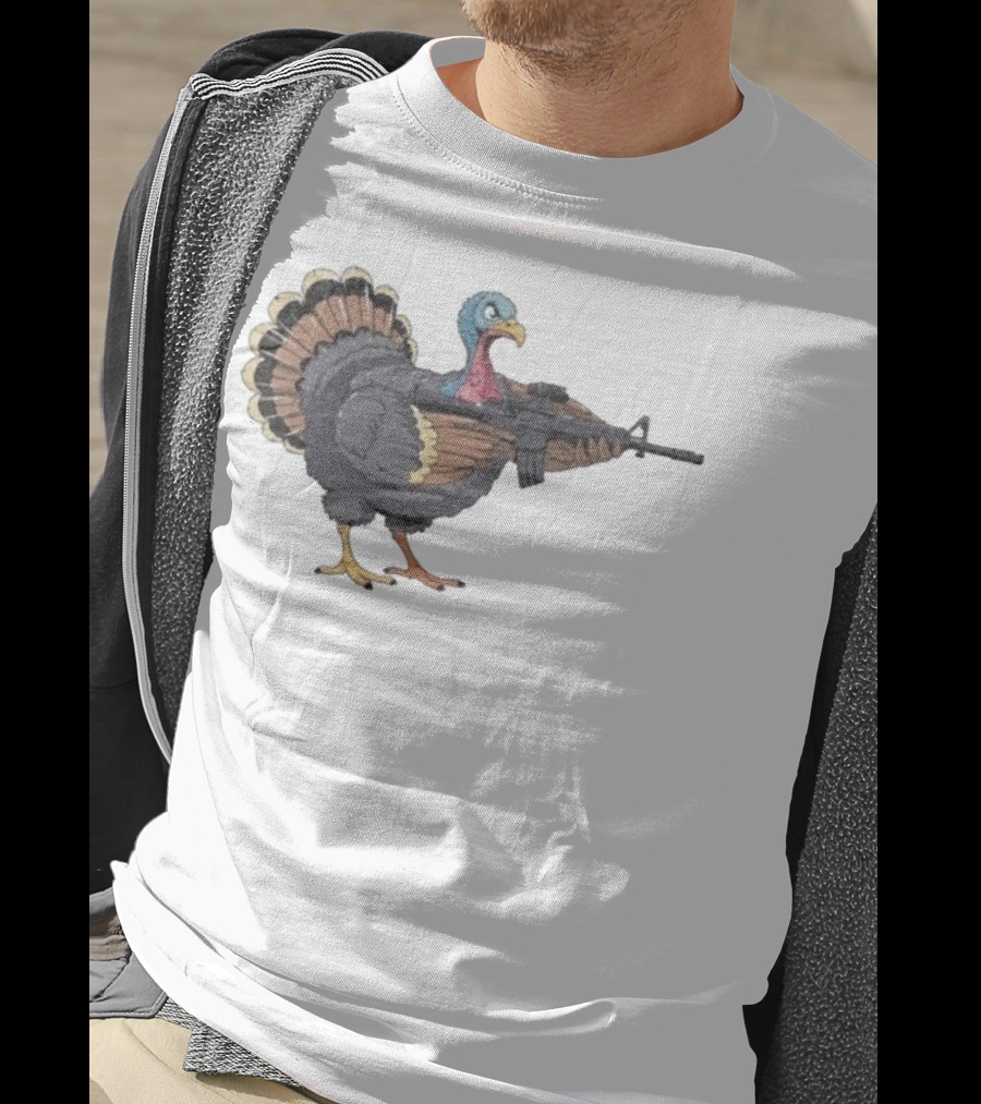 Triggered Turkey With Rifle Weapon T-Shirt