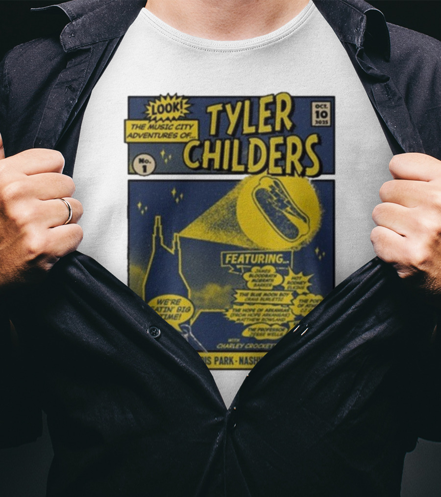 The Music City Adventures Of Tyler Childers Geodis Park Nashville TN October 10 2025 Featuring Charley Crockett Cory Branan T-Shirt