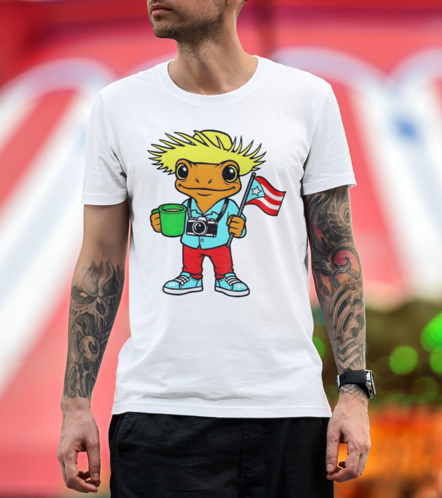 Bad Bunny Puerto Rico Super Bowl 2025 Coquí Character With Flag And Camera T-Shirt