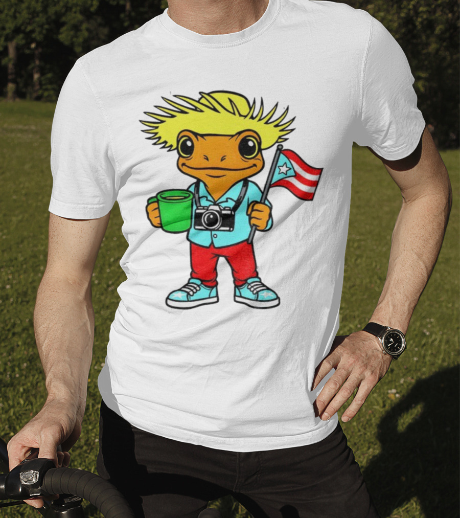 Bad Bunny Puerto Rico Super Bowl 2025 Coquí Character With Flag And Camera T-Shirt