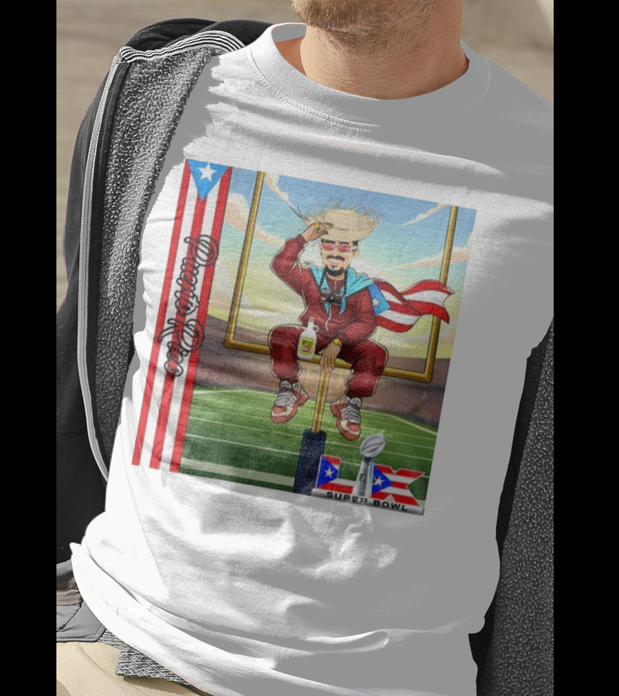 Bad Bunny Boricua Pride NFL Super Bowl LIX Football T-Shirt
