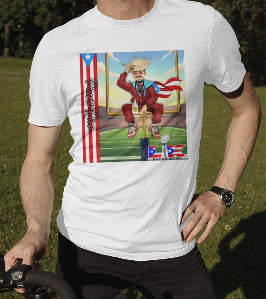 Bad Bunny Boricua Pride NFL Super Bowl LIX Football T-Shirt