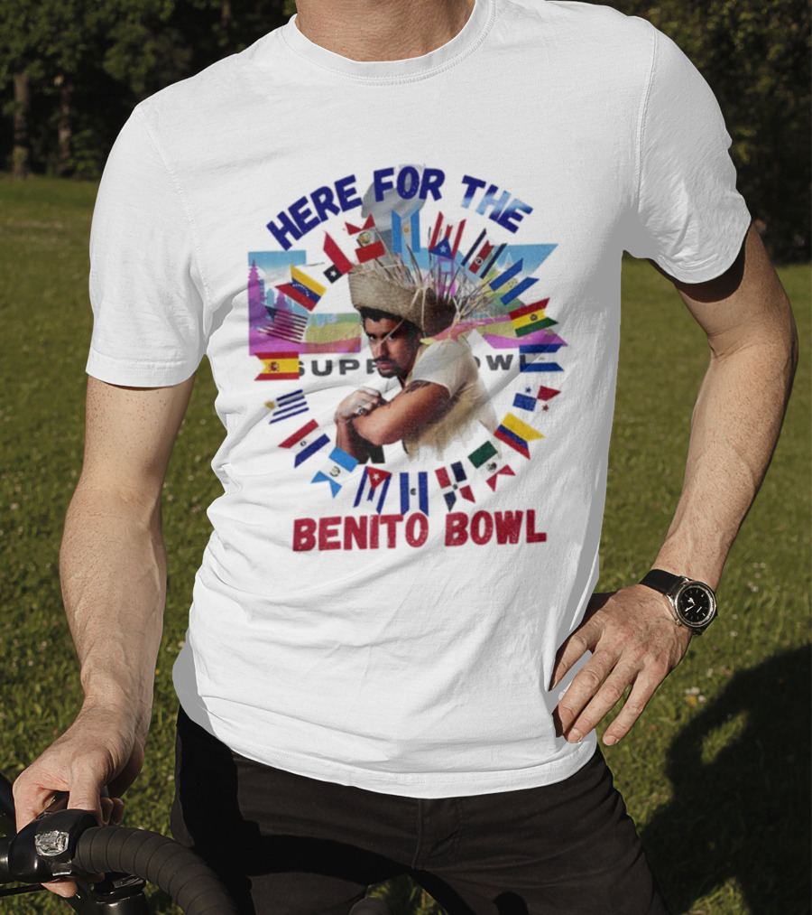 Here For The Benito Bowl Super Bowl Flag Circle T-Shirt