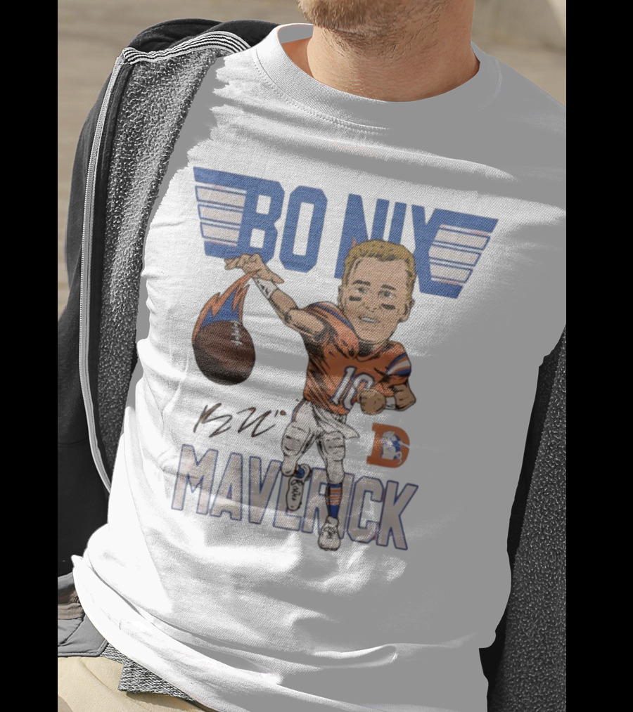 Bo Nix Maverick Broncos Signature Football Player Illustration T-Shirt